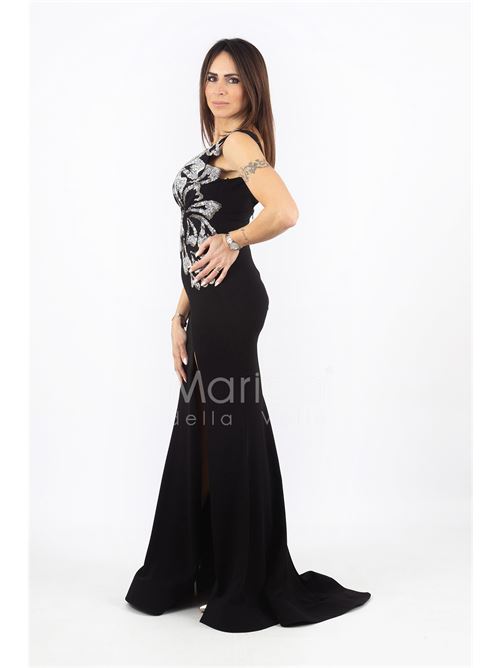 abito lungo con ricamo laterale MARICLA ELEGANCE | INV2319NERO